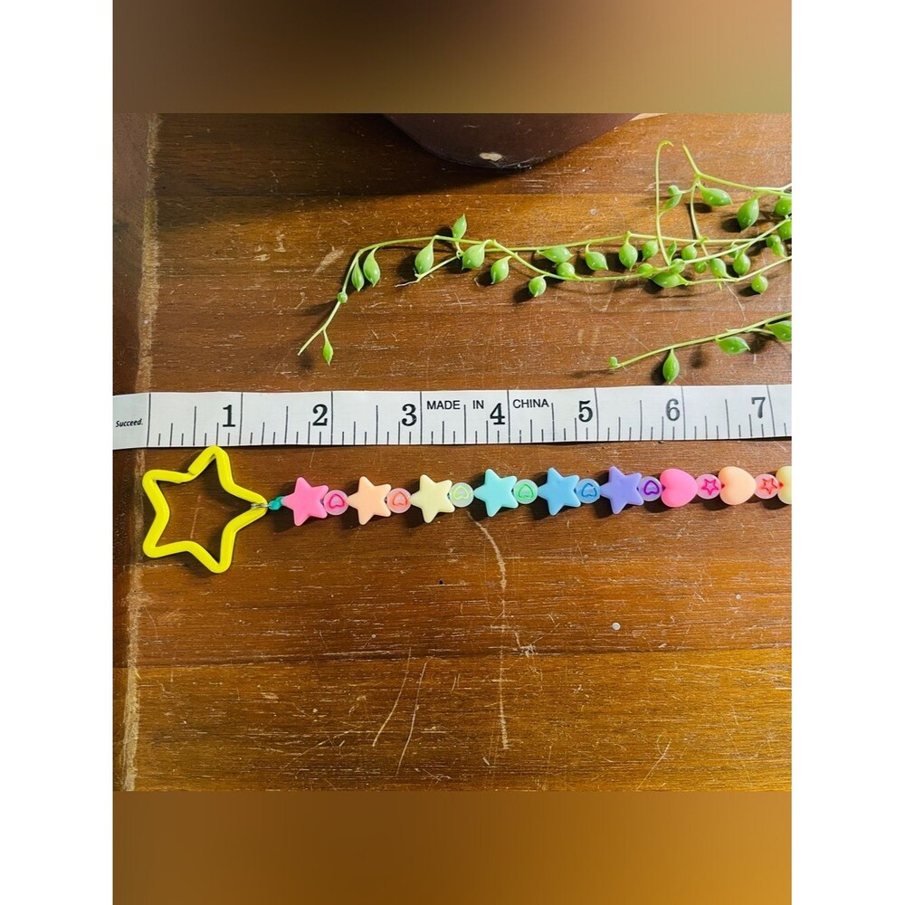3pc rainbow glow Pastel Silicon lariat drop star Necklace - Picture 4 of 9